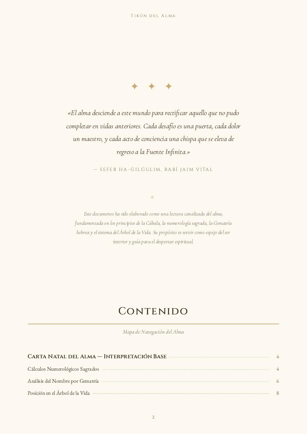 Índice de una lectura Tikún del Alma